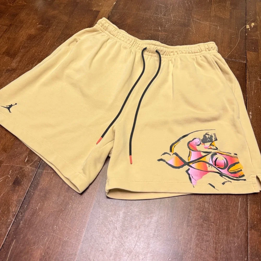 Jordan Flight Artist Series‎ Shorts Mens XL Tan DX9714 Jumpman French Terry